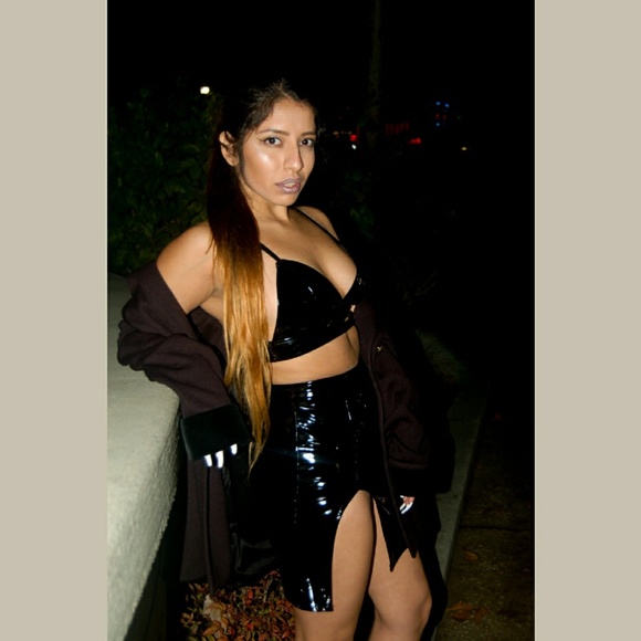 Latex PU Leather Black Two Piece Set - Picture 3 of 3